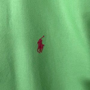 Ralph Lauren SPORT kiwi-lime long-sleeve shirt w fuschiaberry logo. Slimfit 14.